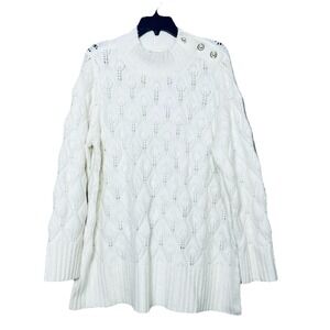 Soft Surroundings Women's 1X Ensley Button Detail Cutout Knit Tunic Sweater Soft